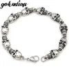 Strands Gokadima Biker Biker Skull Bracelet Man 316L Jóias de aço inoxidável Punk Rock Style Party Gift WB074