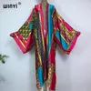 Kimono Fashion Print Boho Caftani per donna Cover-up Elegante cardigan Sexy Holiday Maxi Beach Wear Costume da bagno Abito da festa