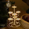 Mum tutucular 2pcs vintage lotus tereyağı lambası standı şamdan yağı tealight tapınağı mumlu metal çiçek ışık dekoratif