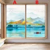 Pegatinas para ventanas, película decorativa para ventanas, pintura de paisaje de privacidad, vidrieras, sin pegamento, tinte esmerilado estático