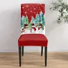 Housses de chaise de noël, flocon de neige, pin, bonhomme de neige, rouge, ensemble de housses de siège de cuisine en Spandex extensible, décoration de maison, salle à manger