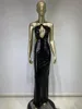 Robes décontractées 203 Designer de luxe femmes sexy robe de soirée noir dos nu Squines trou de clé Maxi longue piste mode célébrité soirée bal