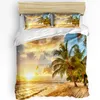 Bettwäsche -Sets Tropical Beach Landschaft Set 3PCS Jungen Mädchen Bettdecke Kissenbezug Kinder Erwachsener Quilt Doppelbett Home Textile