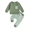 Conjuntos de roupas primavera bebê menino roupas xadrez impressão moletom calças conjunto algodão crianças criança treino dia dos namorados outfits
