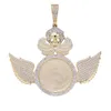 Gold Plated Hip Hop Photo Picture Iced Out Custom Jewelry Sublimation Blanks Cz Moissanite Angel Wing Picture Pendant