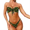 Árvore de Natal Micro Bikini Swimsuit Branco Estrela Imprimir Push Up Bikinis Set Sexy Suspender Engraçado Swimwear Mulheres Nadar Maiô 240327