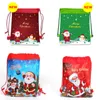Jul Santa Claus DrawString väskor Kids Favors Travel Pouch Storage Bag N-Woven Fabrics DrawString ryggsäck Pouch L1GG#