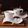 Muggar Sea Wave 3D Ceramic Coffee Mug Saucer Spoon Set 180 ml kopp och