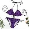 Kvinnors badkläder lila bat bikini baddräkt sexig halloween tryck kvinnor elegant bikinis set push up strand strand kläder
