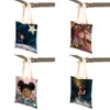 sagan World Lovely Child Gift Casual Shop Bag Söt Carto Girl Double Printed Reusable Canvas Student Tote Handbag F0OQ#