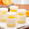 Garrafas de armazenamento 8 peças mini potes de iogurte copos de pudim de vidro pe tampas recipientes pote ideal para geléias de leite mel especiarias mousse 100ml (3.4oz)