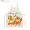 Aprons Autumn pumpkin apron womens cooking accessories childrens linen linenless fence family kitchen apron house cleaning tool Y240401BA8F