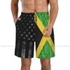 Herren-Shorts, Motiv: Jamaika-Metallic-Flagge, schnell trocknend, zum Schwimmen, für Herren, Badebekleidung, Badeanzug, Badehose, Strandkleidung