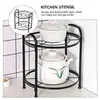 Bordmattor 1 datorer Pot Rack Cookware Holder Stand Home Storage Praktisk konsol 2-lagers hylla