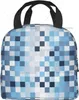 Bleu Pixel Hommes Femmes Adultes Joyeux Thanksgiving Halen Sac à lunch Sac de collation pour le bureau de travail pique-nique en plein air étanche i44d #