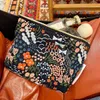 floral Embroidered Makeup Bag Vacati Fabric Small Handbag Girls Travel Busin trip Portable zipper storage bag p7mS#
