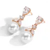 Boucles d'oreilles en argent Sterling 925, imitation de cristal élégant pour femmes, cadeau de fiançailles, de mariage, de saint-valentin, bijoux à la mode