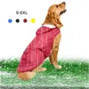 Cão vestuário capa de chuva impermeável jaqueta com capuz chuva poncho pet rainwear roupas com listra reflexiva ao ar livre cães capa traje