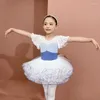 Clothing Sets Children's Cute Dancewear Set Girls Short-Sleeved Round Neck Cotton Jumpsuit Summer Kids Ballet Split Suit 4-12 Years Old