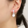 Boucles d'oreilles en argent Sterling 925, imitation de cristal élégant pour femmes, cadeau de fiançailles, de mariage, de saint-valentin, bijoux à la mode