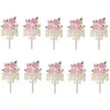 Party Supplies 10 Pieces Happy Mother's Day Cake Decoration Cupcake Insert Card Supplies-Pink
