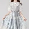 Women's Blouses Summer Kawaii Lolita Style Shirts Women Japanese Victorian Lace Bubble Sleeve Lace-up Girly Vintage Elegant Chiffon Tops