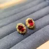 Orecchini a bottone vino rosso granato naturale 5 mm 7 mm 1,4 ct argento placcato oro 925 gioielli