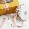 25Yards Handmade Ribbon Cream Pink Color Wrapping Silk Satin Ribbon Wedding Party Favor Gift Box Cake Box Packaging Ribbon