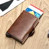 bycobecy Smart Wallet For Men Busin RFID Credit Card Holder Aluminium Double Box Card Holder Purse Mey Clip Bag Slim Wallet e29l#