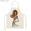 Förkläden Flower Fairy Linen Förkläde Kök Antifouling Ornament Matlagning Barn Hushåll Vattentät korsett Anime Fashion Girl Apron Bib Y240401