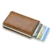 Dienqi Top Qualité Portefeuilles Hommes Mey Sac Mini Bourse Mâle Vintage En Cuir Marron Rfid Titulaire De La Carte Portefeuille Petit Portefeuille Intelligent Poche e3Xp #