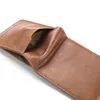 Slim Leather ID/Credit Card Holder Bifold FRT Pocket Wallet med RFID Blockering Busin Card Holder äkta läder 39Ir#