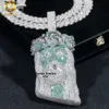 Ciondolo pezzo di Gesù in moissanite verde blu con mix personalizzato in argento sterling 925 del rapper hip-hop