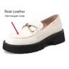 Casual schoenen Jozhamta maat 34-43 Echt lederen Loafers Pumps voor vrouwen 2024 Spring ketenplatform Chunky Mid Heels Vintage Work Office