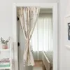 Shower Curtains Floral Hanging Door Curtain Cotton Linen Half Partition Home Decor For Bedroom Living Room Kitchen Bathroom Accessories