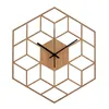 Väggklockor gåva Hexagonal Modernquartz Large Home Decor Battery Office Bamboo Wood Silent Geometry Bedroom Clock