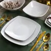 Ensembles de vaisselle contemporain chic: carré de porcelaine de 18 pièces set en blanc