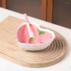 Servis uppsättningar Internet Celebrity Strawberry Bowl Spoon Plate Set Girlish Heart Love Sallad Dessert Hushåll