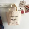 Mulheres Canvas Shop Bag Carta Mini Bolsa Estilo Coreano Feminino Carta Imprimir Lunch Bags Tote Bolsa Sacs De Shop Totebag D21z #