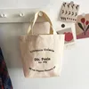 Femmes Toile Boutique Sac Lettre Mini Sac À Main Style Coréen Femme Lettre Imprimer Sacs À Lunch Fourre-Tout Pochette Sacs De Shop Totebag z7Wr #