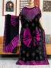 Abbigliamento etnico 2024 Abito da festa estivo per donna africana Grande sciarpa in cotone stampato floreale allentato Boubou Maxi Islam Donna Manica corta Abaya