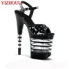 Buty taneczne 20 cm nije mody Super Star Dress 8 -calowe obcasy Letni punkowy Stripe Crystal