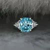 Cluster Rings Fashion Yellow Cushion Cubic Zirconia Stone Diamond Wedding Engagement S925 Sterling Silver For Women Fine Jewelry