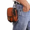 design Mens Original Quality Leather Small Travel Phe Pouch Hook Belt Waist Pack Bag High Fi Male Cigarette Case 6185-o F48e#