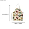 Aprons Baking Home Girl Kitchen Apron Cute Adjustable Shoulder Strap Cooking Party Neck Hanging Childrens Painting Cat Printing Adult Cleaning Supplies Y240401