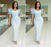 2022 Gorgeous Aso Ebi African Evening Dresses Off the Shoulder Ruched 3D Floral Plus Size Long Elegant Prom Dresses CsUTEM Made B02181715