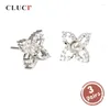 Stud Oorbellen CLUCI 3 paar 925 Sterling Zilver Klaver Voor Vrouwen Parel Earrrings Montage SE039SB