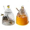 Frascos de armazenamento Favos de mel selados Jarra de mel em forma de colmeia Garrafa de vidro transparente