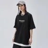 China-chic Hip Hop 200g T-Shirt Baumwolle Siebdruck Sommer Paar Schulterfrei Lose Kurzarm Männer und Frauen