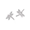 Stud Oorbellen Koreaanse Vers Verzilverd CZ Wit Kristal Dragonfly Earring Fashion Lady Anti Allergie Charme Verjaardagscadeau Sieraden